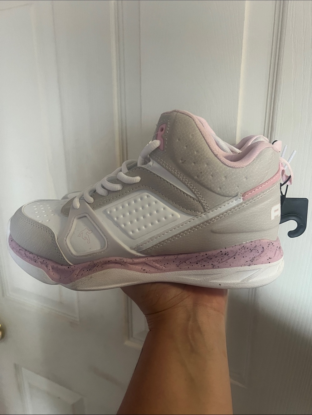 And1 White and Light Pink High-Top Athletic Sneakers